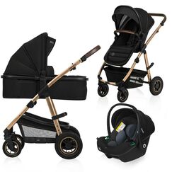 Carucior 3 in 1, Lionelo, Amber, Pana la 22 kg, Negru, Culoare: Negru, Model: 3 in 1  - ExclusivMAG.ro