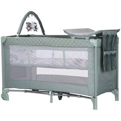 Patut pliabil cu saltea de infasat Chipolino Luna basil, Culoare: Verde, Dimensiuni: 120x60  - ExclusivMAG.ro