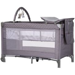 Patut pliabil cu saltea de infasat Chipolino Luna cloud, Culoare: Gri, Dimensiuni: 120x60  - ExclusivMAG.ro