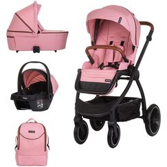 Carucior Chipolino Prestige 3 in 1 marshmallow, Culoare: Roz, Model: 3 in 1  - ExclusivMAG.ro