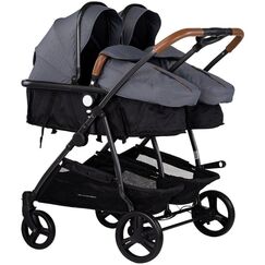 Carucior gemeni Chipolino Duo Smart 2 in 1 cloud, Culoare: Gri/Negru, Model: gemeni  - ExclusivMAG.ro