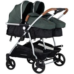 Carucior gemeni Chipolino Duo Smart 2 in 1 basil, Culoare: Verde, Model: gemeni  - ExclusivMAG.ro