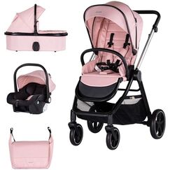 Carucior Chipolino Marbella 3 in 1 pink marshmallow, Culoare: Roz, Model: 3 in 1  - ExclusivMAG.ro