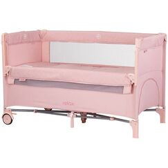 Patut pliabil Chipolino Relax pink marshmallow linen cu laterala culisanta, Culoare: Roz, Dimensiuni: 120x60  - ExclusivMAG.ro