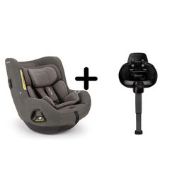 Nuna - Set Scaun auto rotativ i-Size TODL next Thunder, 40-105 cm + Baza isofix BASE next i-Size pentru TODL next, Culoare: Gri, Grupa: 0-18kg (0 luni - 4 ani)  - ExclusivMAG.ro