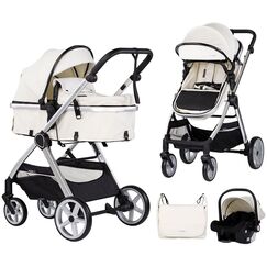 Carucior Chipolino Vista 3 in 1 biscotta, Culoare: Bej, Model: 3 in 1  - ExclusivMAG.ro