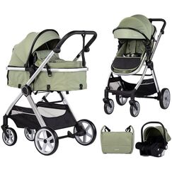Carucior Chipolino Vista 3 in 1 basil, Culoare: Verde, Model: 3 in 1  - ExclusivMAG.ro