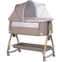 Patut co-sleeper Chipolino Charisma cu laterala culisanta latte wood, Culoare: Crem, Dimensiuni: 80x50  - ExclusivMAG.ro