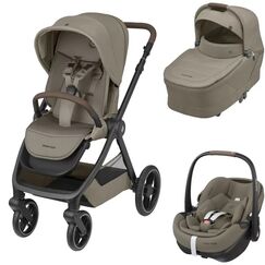 Sistem 3in1 Maxi-Cosi OXFORD Carucior + Landou Sense + Scoica Auto Pebble 360 PRO2 TWILLIC TRUFFLE, Culoare: Crem, Model: 3 in 1  - ExclusivMAG.ro