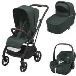 Sistem 3in1 Maxi-Cosi Leona2 + Sense + Pebble 360 PRO2 TWILLIC GREEN, Culoare: Verde inchis, Model: 3 in 1  - ExclusivMAG.ro