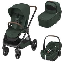 Sistem 3in1 Maxi-Cosi OXFORD Carucior + Landou Sense + Scoica Auto Pebble 360 PRO2 TWILLIC GREEN, Culoare: Verde inchis, Model: 3 in 1  - ExclusivMAG.ro