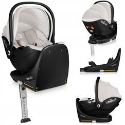Scoica auto, Lionelo, Moxie, i-Size, Include baza rotativa 360 cu picior de fixare, 40-87 cm, Conform R129, Bej, Culoare: Bej, Grupa: 0-13kg (0 luni - 12 luni)  - ExclusivMAG.ro