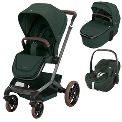 Sistem 3in1 Maxi-Cosi FAME Carucior + Landou + Scoica Auto Pebble 360 PRO2 TWILLIC GREEN, Culoare: Verde inchis, Model: 3 in 1  - ExclusivMAG.ro