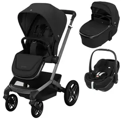 Sistem 3in1 Maxi-Cosi FAME Carucior + Landou + Scoica Auto Pebble 360 PRO2 TWILLIC BLACK, Culoare: Negru, Model: 3 in 1  - ExclusivMAG.ro