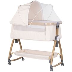 Patut co-sleeper Chipolino Charisma cu laterala culisanta cashmere wood, Culoare: Bej, Dimensiuni: 80x50  - ExclusivMAG.ro