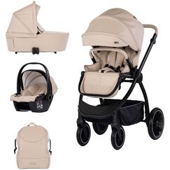 Carucior Chipolino Prestige 3 in 1 latte, Culoare: Crem, Model: 3 in 1  - ExclusivMAG.ro