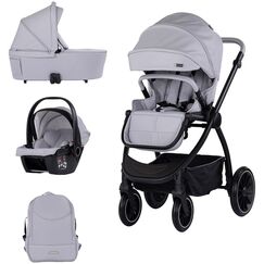 Carucior Chipolino Prestige 3 in 1 platinum, Culoare: Gri, Model: 3 in 1  - ExclusivMAG.ro