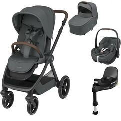 Sistem 4in1 Maxi-Cosi OXFORD Carucior + Landou Sense + Scoica Auto Pebble 360 PRO2 + Baza Auto FAMILYFIX 360 PRO TWILLIC GRAPHITE, Culoare: Gri, Model: 4 in 1  - ExclusivMAG.ro