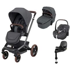 Sistem 4in1 Maxi-Cosi FAME Carucior + Landou + Scoica Auto Pebble 360 PRO2 + Baza Auto FAMILYFIX 360 PRO TWILLIC GRAPHITE, Culoare: Gri, Model: 4 in 1  - ExclusivMAG.ro