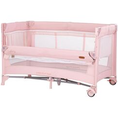 Patut pliabil Chipolino Glory cu laterala culisanta pink marshmallow, Culoare: Roz, Dimensiuni: 120x60  - ExclusivMAG.ro