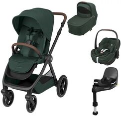 Sistem 4in1 Maxi-Cosi OXFORD Carucior + Landou Sense + Scoica Auto Pebble 360 PRO2 + Baza Auto FAMILYFIX 360 PRO TWILLIC GREEN, Culoare: Verde inchis, Model: 4 in 1  - ExclusivMAG.ro