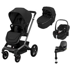 Sistem 4in1 Maxi-Cosi FAME Carucior + Landou + Scoica Auto Pebble 360 PRO2 + Baza Auto FAMILYFIX 360 PRO TWILLIC BLACK, Culoare: Negru, Model: 4 in 1  - ExclusivMAG.ro