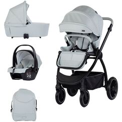 Carucior Chipolino Prestige 3 in 1 matcha, Culoare: Gri deschis, Model: 3 in 1  - ExclusivMAG.ro