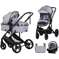 Carucior Chipolino Amore 3 in 1 platinum, Culoare: Gri deschis, Model: 3 in 1  - ExclusivMAG.ro