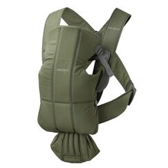 BabyBjorn - Marsupiu anatomic Mini, cu pozitii multiple de purtare, Dark Green, Tesatura, Culoare: Verde inchis  - ExclusivMAG.ro