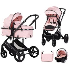 Carucior Chipolino Amore 3 in 1 powder pink, Culoare: Roz, Model: 3 in 1  - ExclusivMAG.ro