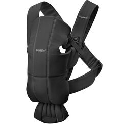 BabyBjorn - Marsupiu anatomic Mini, cu pozitii multiple de purtare, Black, Tesatura-Tricot, Culoare: Negru  - ExclusivMAG.ro