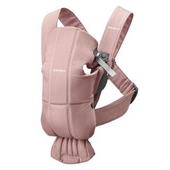 BabyBjorn - Marsupiu anatomic Mini, cu pozitii multiple de purtare, Dusty Pink, Tesatura, Culoare: Roz  - ExclusivMAG.ro