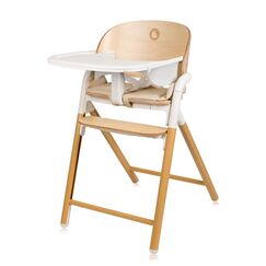 Scaun de masa multifunctional Celia, Lionelo, Din lemn de fag, 6 luni- adult, Alb/Natural, Culoare: Natur  - ExclusivMAG.ro