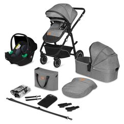 Carucior 3 in 1, Lionelo, Bianka, pana la 22 kg, Gri, Culoare: Gri, Model: 3 in 1  - ExclusivMAG.ro