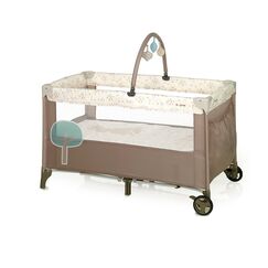 Patut pliant, Jane, Duo Level, Cu roti, Cu arcada cu jucarii, Geanta de transport, Cu doua nivele, Iris, Culoare: Bej, Dimensiuni: 120x60  - ExclusivMAG.ro