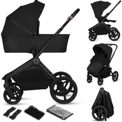 Carucior 2 in 1 Lionelo Freya, pana la 22 kg, 0luni+, Negru, Culoare: Negru, Model: 2 in 1  - ExclusivMAG.ro