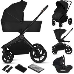 Carucior 3 in 1 Lionelo Freya, Cu scoica ADAC, pana la 22 kg, 0 luni+, Negru, Culoare: Negru, Model: 3 in 1  - ExclusivMAG.ro