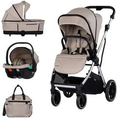 Carucior Chipolino Aurora 3 in 1 latte, Culoare: Crem, Model: 3 in 1  - ExclusivMAG.ro