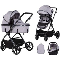Carucior Chipolino Pearl 3 in 1 platinum, Culoare: Gri deschis, Model: 3 in 1  - ExclusivMAG.ro