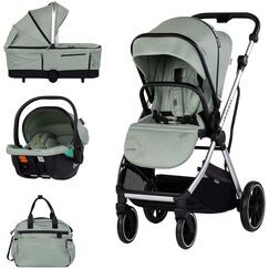 Carucior Chipolino Aurora 3 in 1 matcha, Culoare: Turcoaz, Model: 3 in 1  - ExclusivMAG.ro