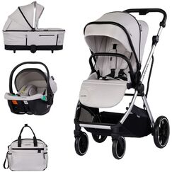 Carucior Chipolino Aurora 3 in 1 platinum, Culoare: Gri deschis, Model: 3 in 1  - ExclusivMAG.ro