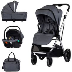 Carucior Chipolino Aurora 3 in 1 charcoal, Culoare: Gri, Model: 3 in 1  - ExclusivMAG.ro