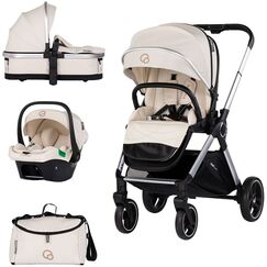 Carucior Chipolino Euphoria 3 in 1 cashmere, Culoare: Bej, Model: 3 in 1  - ExclusivMAG.ro