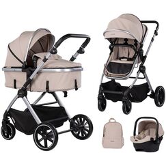 Carucior Chipolino Pearl 3 in 1 latte, Culoare: Crem, Model: 3 in 1  - ExclusivMAG.ro