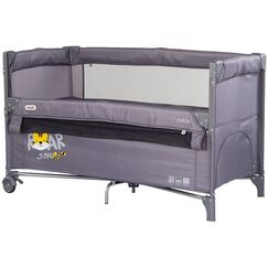 Patut pliabil Chipolino Relax Tiger charcoal cu laterala culisanta, Culoare: Gri, Dimensiuni: 120x60  - ExclusivMAG.ro
