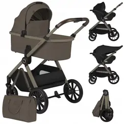 Carucior 3 in 1 Lionelo Layla, Pana la 22 kg - Bej Taupe, Culoare: Crem, Model: 3 in 1  - ExclusivMAG.ro