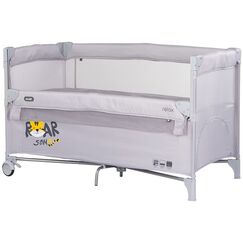 Patut pliabil Chipolino Relax Tiger platinum cu laterala culisanta, Culoare: Gri deschis, Dimensiuni: 120x60  - ExclusivMAG.ro