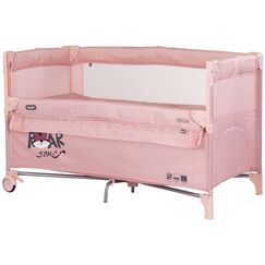 Patut pliabil Chipolino Relax Tiger powder pink cu laterala culisanta, Culoare: Roz, Dimensiuni: 120x60  - ExclusivMAG.ro