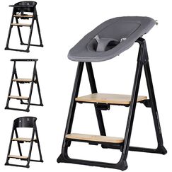 Scaun de masa Chipolino Quatro 4 in 1 charcoal, Culoare: Gri  - ExclusivMAG.ro