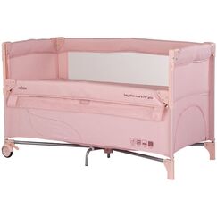 Patut pliabil Chipolino Relax powder pink linen cu laterala culisanta, Culoare: Roz, Dimensiuni: 120x60  - ExclusivMAG.ro